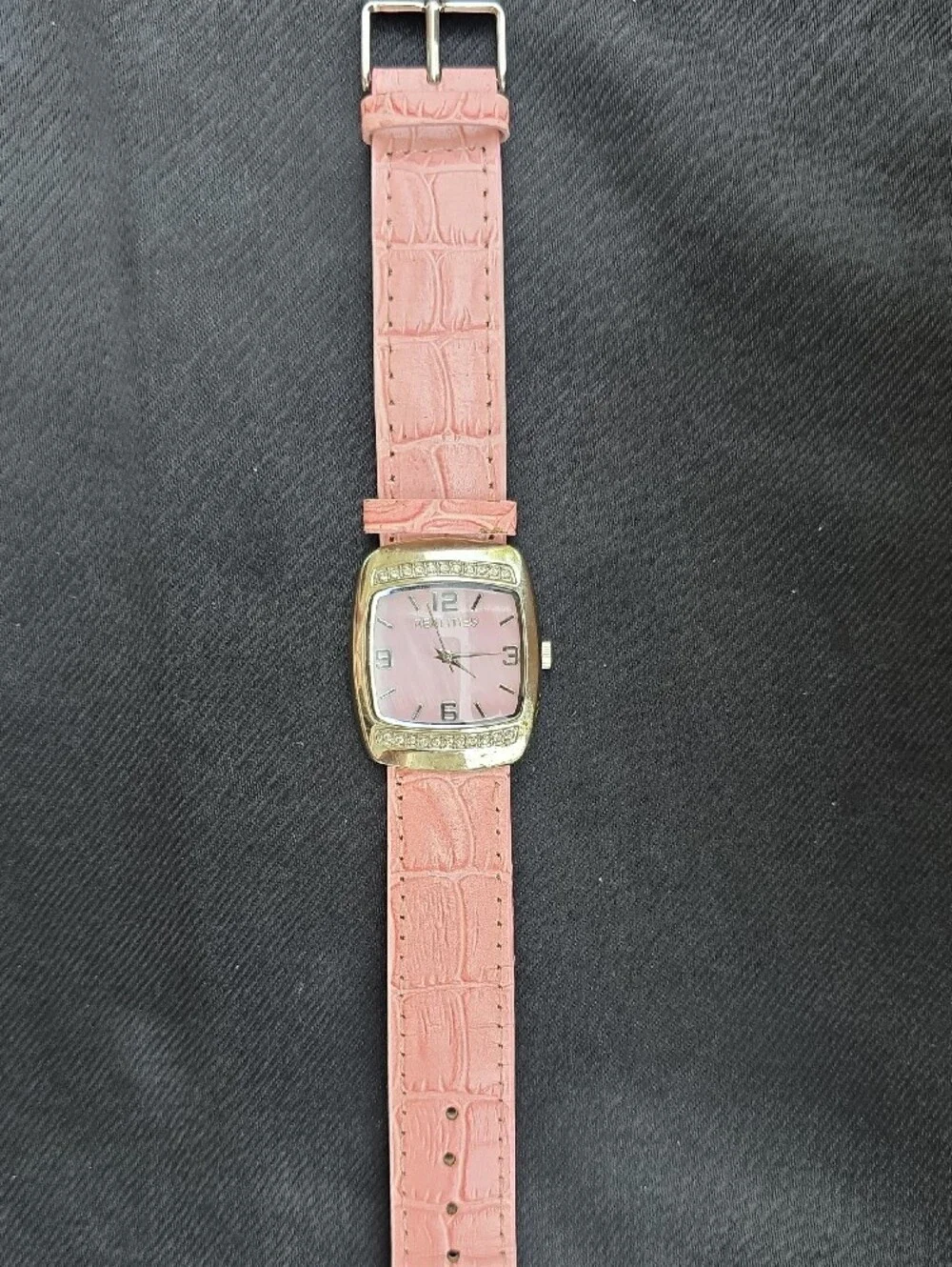 Liz Claiborne Pink Dial Watch with Pink Strap and Crystal Accents
